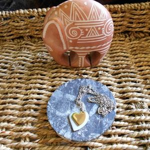 Silver and gold toned hearts necklace